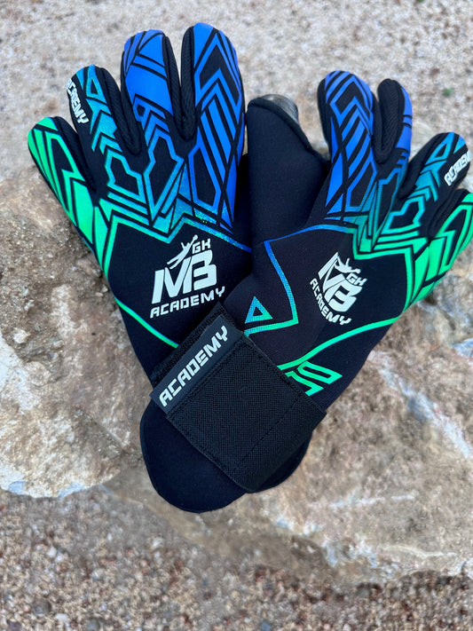 Blue/Green Gloves on Black Neoprene